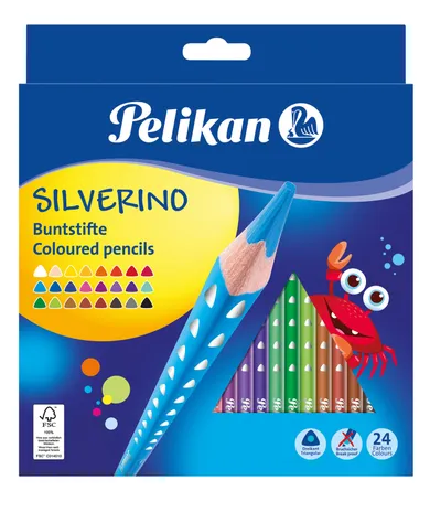 Pelikan, Silverino, kredki trójkątne, 24 szt.