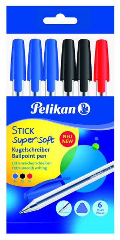 Pelikan, Stick Super Soft, długopis, 6 szt.