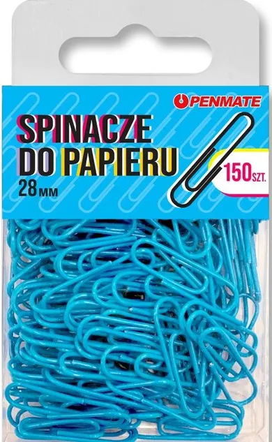 Penmate, spinacze do papieru, jasnoniebieskie, 28 mm