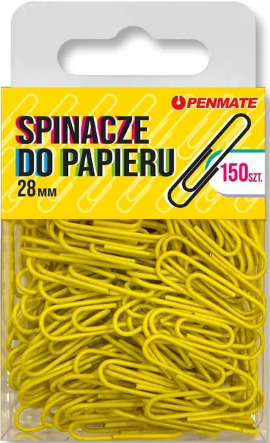 Penmate, spinacze do papieru, żółte, 28 mm