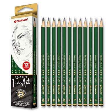 Penmate, zestaw ołówków, Fine Art, 4H-8B, 12 szt.