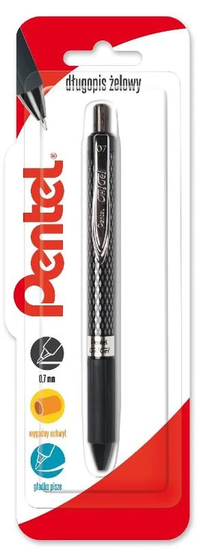 Pentel, długopis żelowy, czarny, 0,7 mm