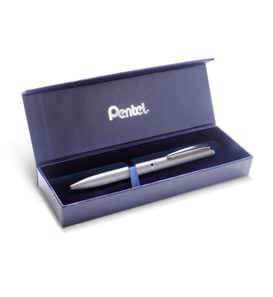 Pentel, eleganckie pióro kulkowe w etui, Energel, srebrne, 0,7 mm