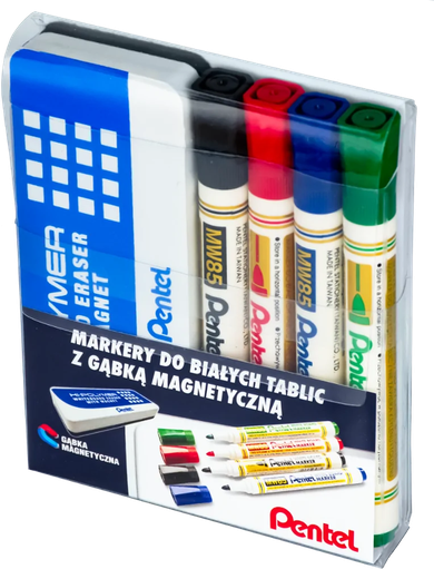 Pentel, markery suchscieralne z gąbką, okrągłe, 4 kolory