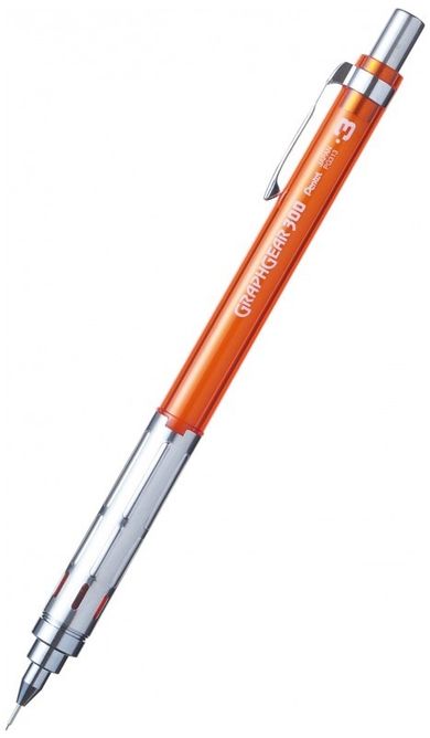 Pentel, ołówek automatyczny, GraphGear 300, 0.3 mm, pomarańczowy