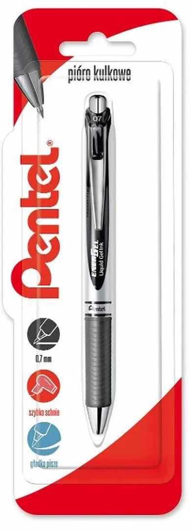 Pentel, pióro kulkowe, Energel, czarne, 0,7 mm