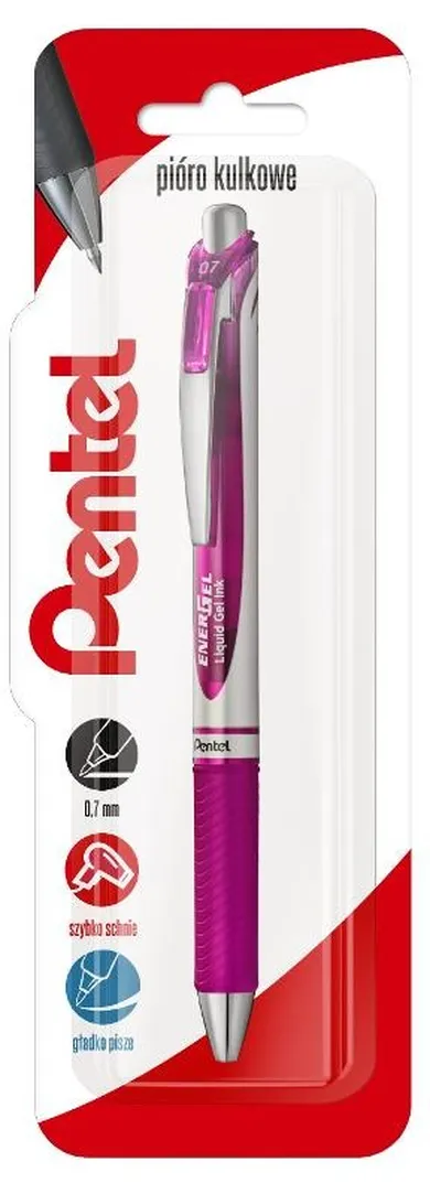 Pentel, pióro kulkowe, Energel, magenta, 0,7 mm