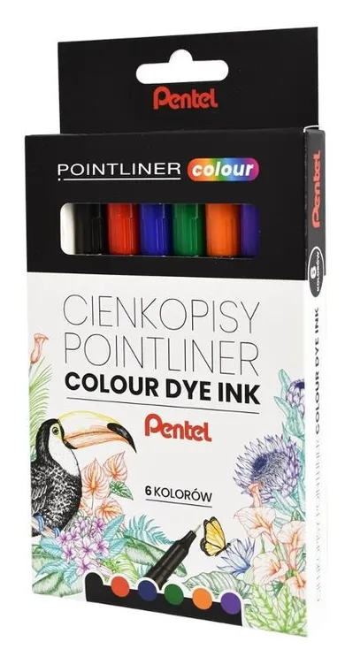 Pentel, Pointliner, cienkopisy, 6 kolorów