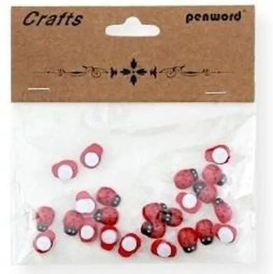 Penword, dekoracje drewniane, biedronki, 8-11 mm, 24 szt.