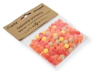 Penword, dekoracje pompony, pomarańczowe, 1 cm, 120 szt.