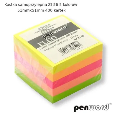 Penword, karteczki samoprzylepne, fluo, 5-5 cm, 400 kartek