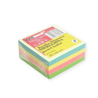 Penword, kostka biurowa nieklejona, pastel, 85-85 mm, 370 szt.