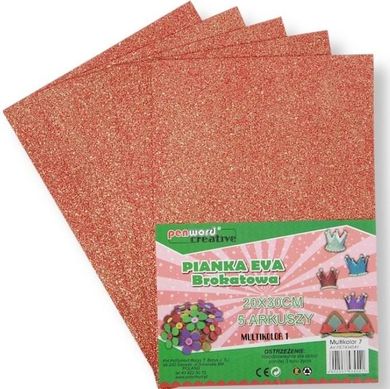 Penword, pianka pomarańczowa, brokat, 20-30, 5 szt.