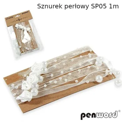 Penword, sznurek perłowy, różowy, 1m