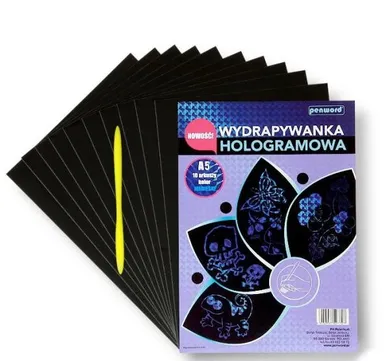 Penword, wydrapywanka hologramowa, niebieska, A5, 10 arkuszy + rylec