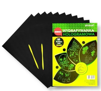 Penword, wydrapywanka hologramowa, zielona, A4, 10 arkuszy + 2 rylce