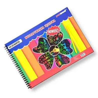 Penword, wydrapywanka tęczowa na spirali, A4, 20 arkuszy + 2 rylce
