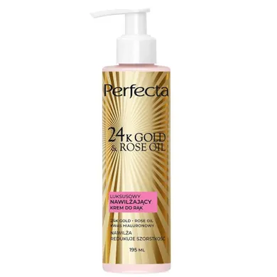 Perfecta, 24K Gold & Rose Oil, luksusowy nawilżający krem do rąk, 195 ml