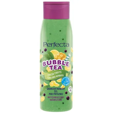 Perfecta, Bubble tea, skoncentrowany żel pod prysznic, fresh fruits + zielona herbata, 400 ml
