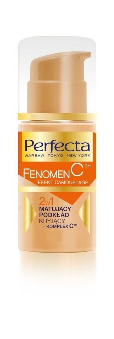Perfecta, Fenomen C, podkład matująco-kryjący 2w1, Beige, 30 ml