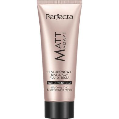 Perfecta, Matt Adapt, hialuronowy matujący fluid+baza do twarzy, naturalny beż, 30 ml