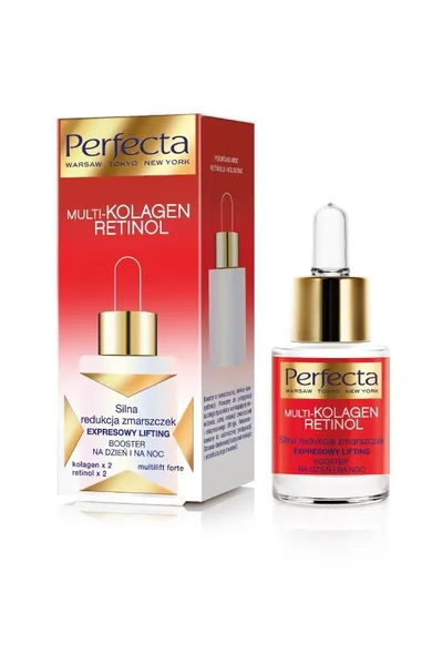 Perfecta, Multi-Kolagen Retinol, Booster redukujący zmarszczki na dzień i noc, 15 ml