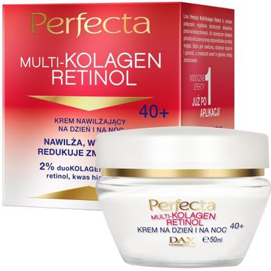 Perfecta, Multikolagen Retinol 40+, krem nawilżający na dzień i na noc, 50 ml