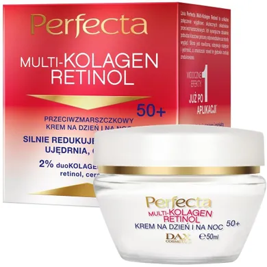 Perfecta, Multikolagen Retinol 50+, krem przeciwzmarszczkowy na dzień i na noc, 50 ml