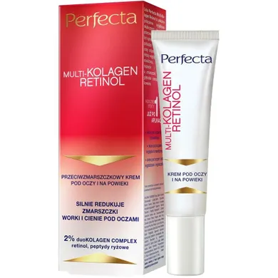 Perfecta, Multikolagen Retinol, krem przeciwzmarszczkowy pod oczy i na powieki, 15 ml