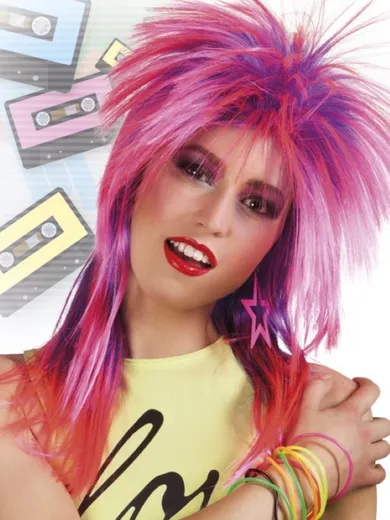 Peruka, 80 lata, różowa