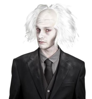 Peruka, Drakula, męska, z łysiną, siwa