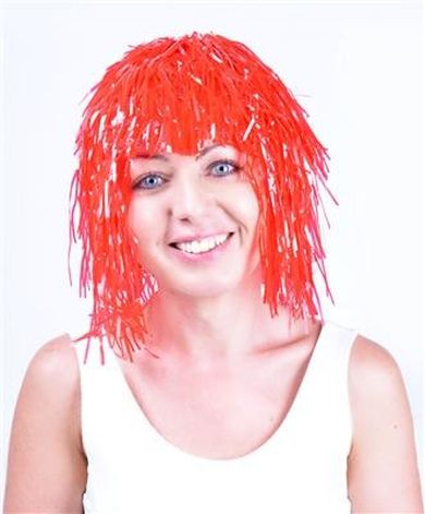 Peruka, neon, czerwona