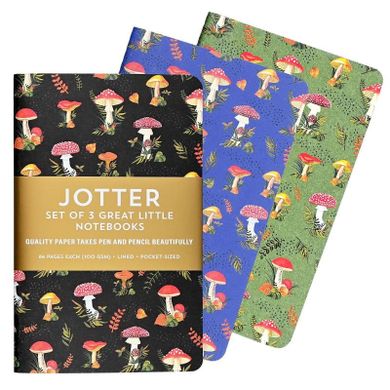 Peter Pauper Press, Jotter, notatnik kieszonkowy, Grzyby, 9-14 cm, 3 szt.