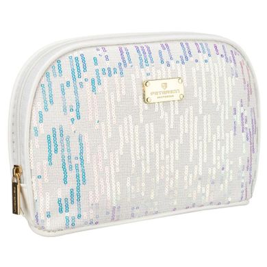 Peterson, kosmetyczka, 1-komorowa, cekinowa, biała