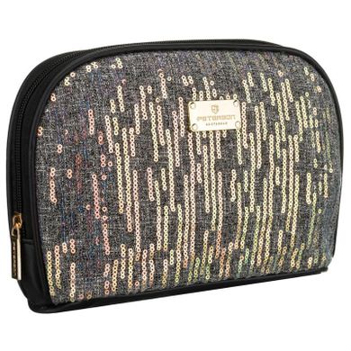 Peterson, kosmetyczka, 1-komorowa, cekinowa, czarna