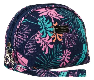 Peterson, kosmetyczka, 1-komorowa, granatowa z botanicznym wzorem