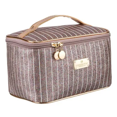 Peterson, kosmetyczka kuferek, brokatowa, różowe złoto