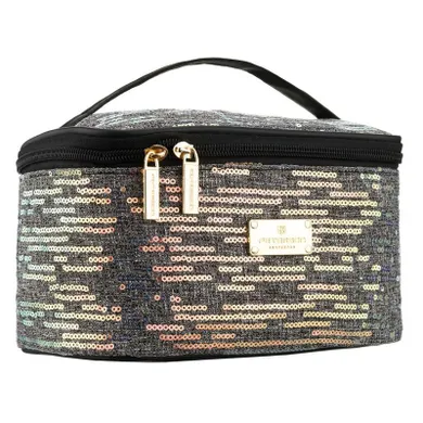 Peterson, kosmetyczka kuferek, cekinowa, szara