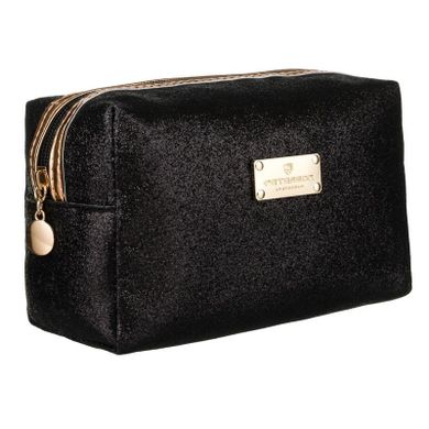 Peterson, kosmetyczka prostokątna, brokatowa, czarna