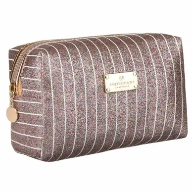 Peterson, kosmetyczka prostokątna, brokatowa, różowe złoto