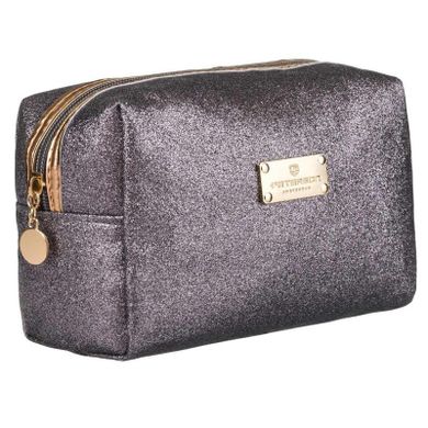 Peterson, kosmetyczka prostokątna, brokatowa, szara