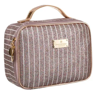 Peterson, kosmetyczka z uchwytem, brokatowa, różowe złoto