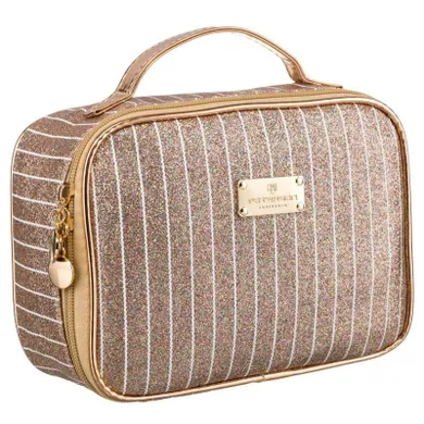 Peterson, kosmetyczka z uchwytem, brokatowa, złota