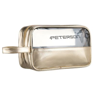 Peterson, kosmetyczka z uchwytem, z przezroczystym panelem, złota