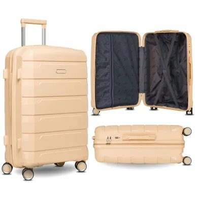 Peterson, walizka z polipropylenu, z rączką i zamkiem szyfrowanym, beżowa