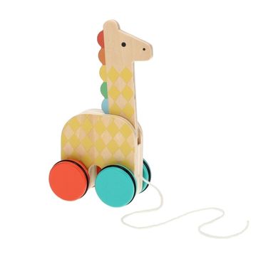 Petit Collage, zabawka do ciągnięcia, żyrafa
