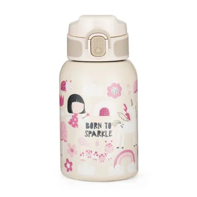 Petite&Mars, butelka termiczna ze stali nierdzewnej ze słomką, twinkling fairy, 350 ml