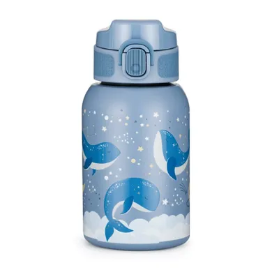 Petite&Mars, butelka termiczna ze stali nierdzewnej ze słomką, whale song , 350 ml
