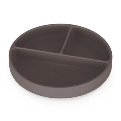 Petite&Mars, Take&Match, silikonowy talerzyk z przegródkami, okrągły, Bitter Cocoa, 6m+