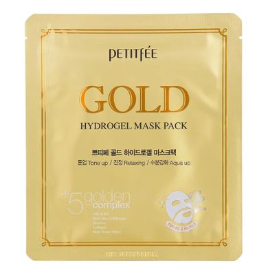 Petitfee, Gold Hydrogel Mask Pack, nawilżająco-kojąca hydrożelowa maska w płachcie ze złotem, 32g
